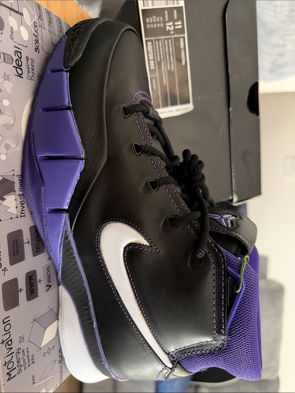 Nike Black and Purple Low-Top Kobe 1 Uptempo